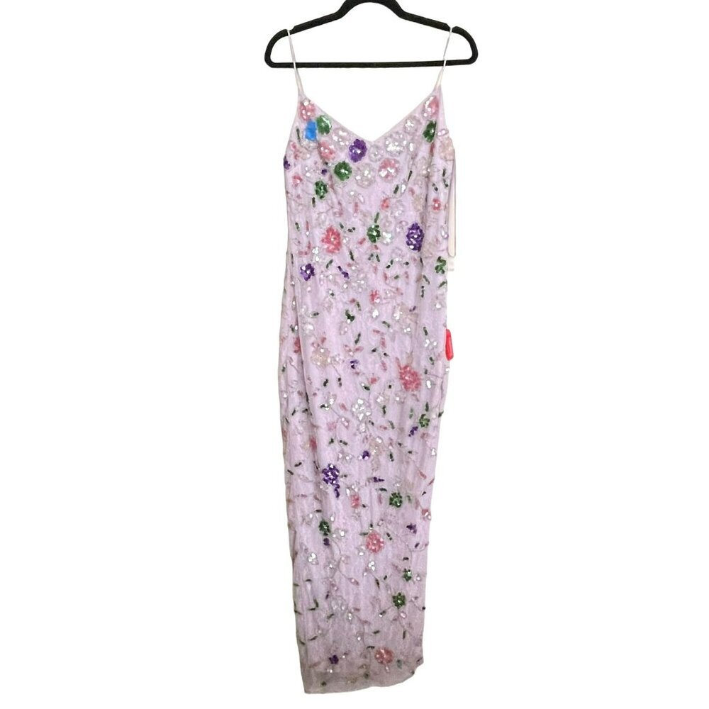 Mac Duggal Floral Embroidered Maxi Dress - Pink and Purple - Picture 9 of 13